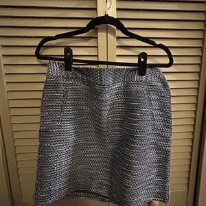 LOFT Navy and White Patterned Mini Skirt